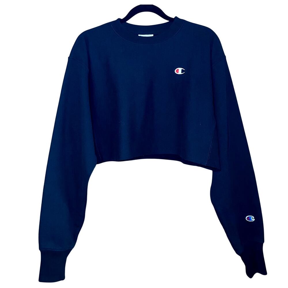 1990's - Vintage Champion Reverse Weave - Cropped Black Sweatshirt